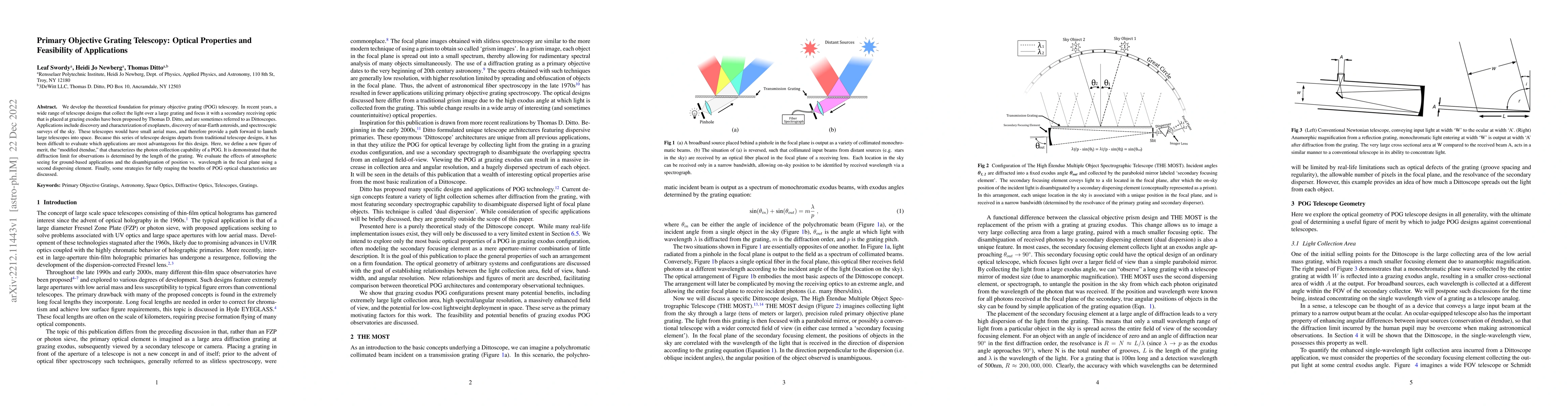 Thumbnail for Primary Objective Grating Telescopy: Optical Properties and Feasibility
  of Applications