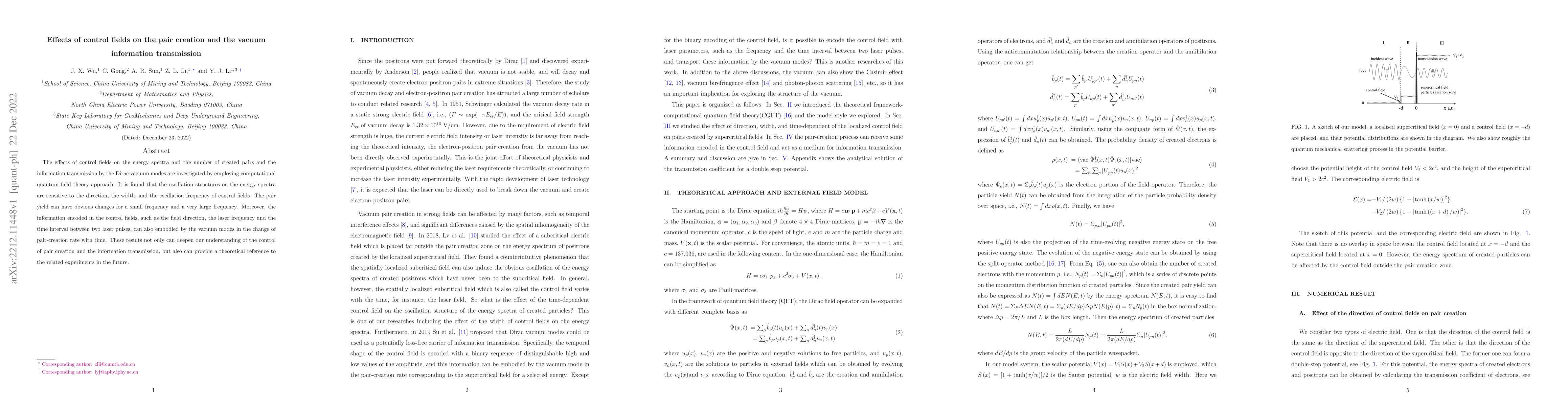 Thumbnail for Effects of control fields on the pair creation and the vacuum
  information transmission