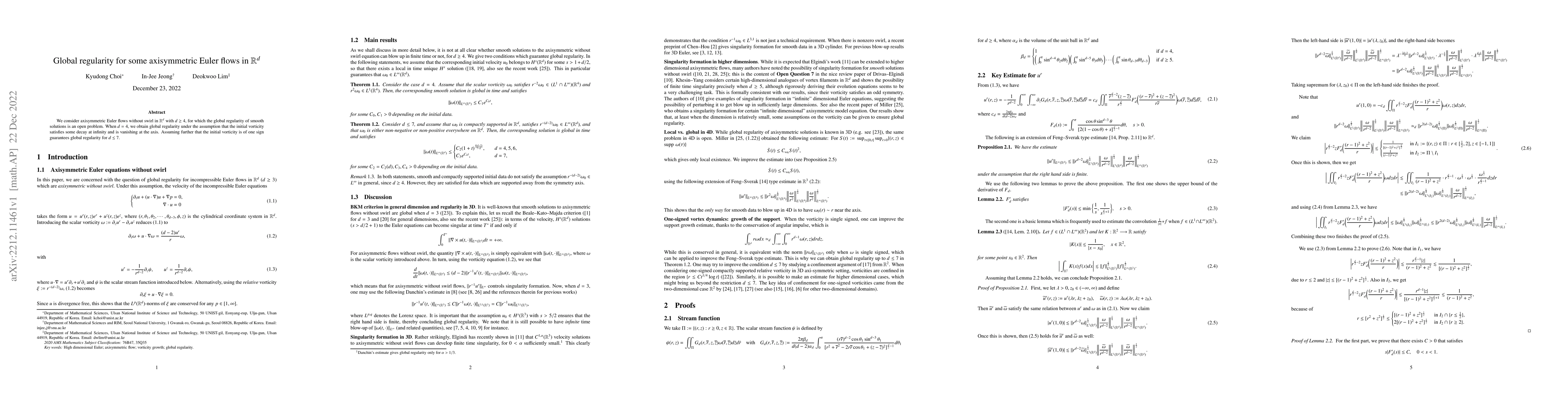 Thumbnail for Global regularity for some axisymmetric Euler flows in $\mathbb{R}^{d}$