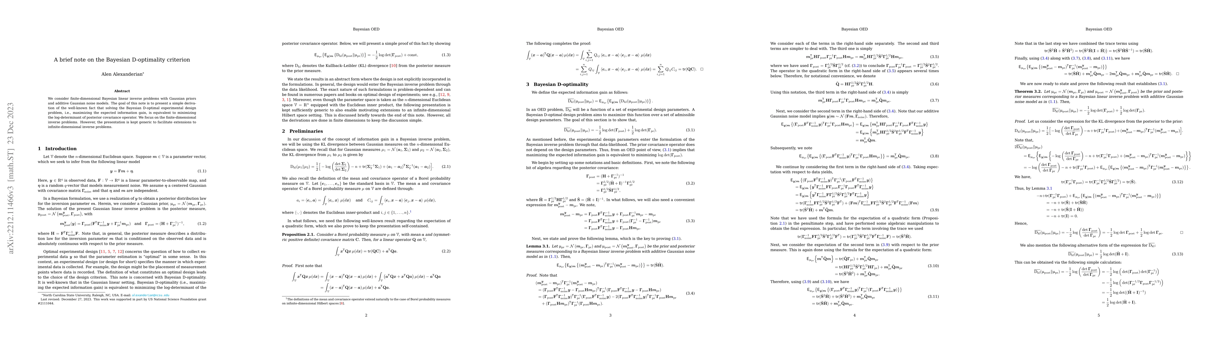 Thumbnail for A brief note on the Bayesian D-optimality criterion