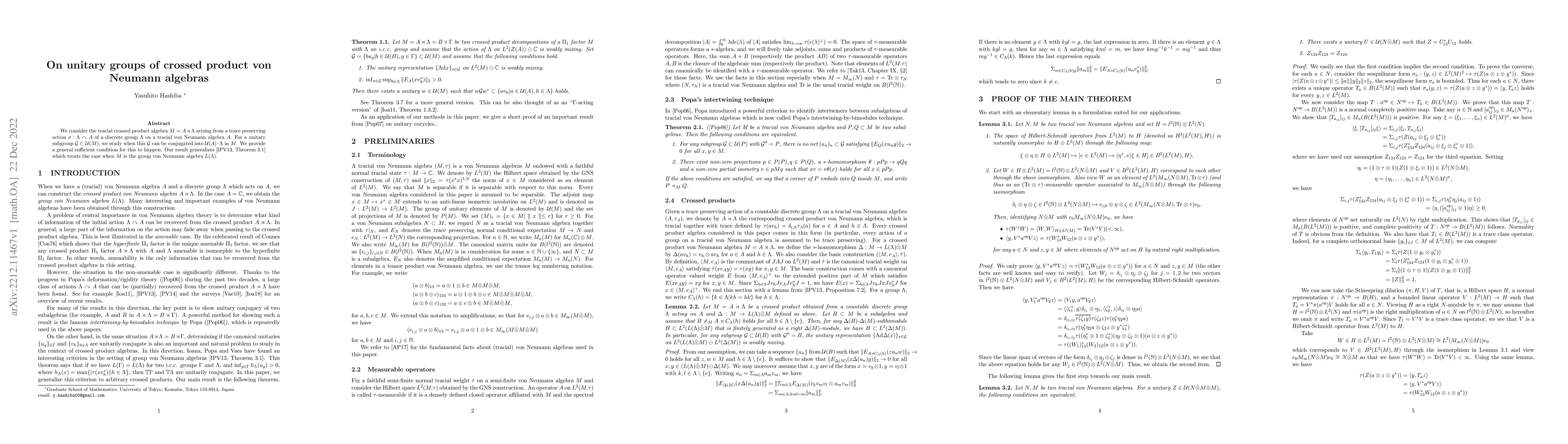 Thumbnail for On unitary groups of crossed product von Neumann algebras