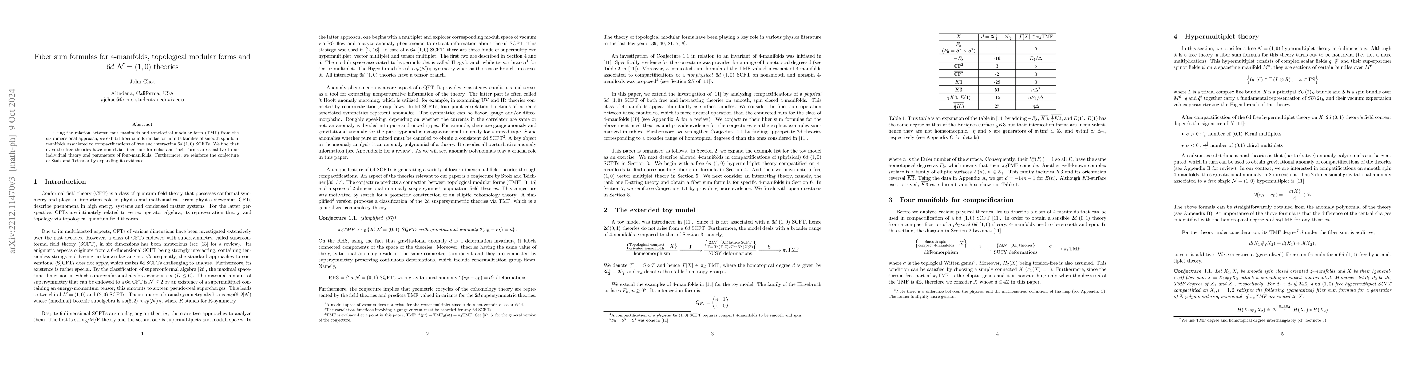 Thumbnail for Fiber sum formulas for 4-manifolds, topological modular forms and $6d\
  \mathcal{N}=(1,0)$ theories