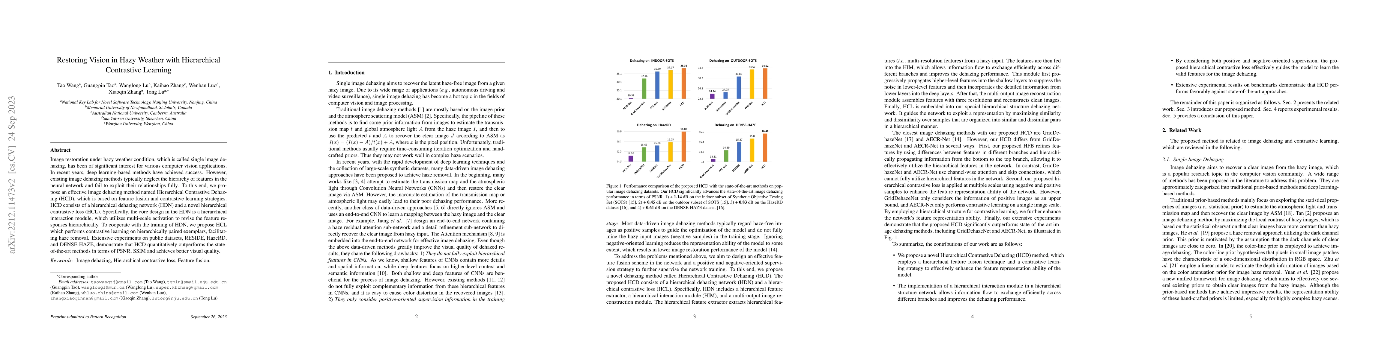 Thumbnail for Restoring Vision in Hazy Weather with Hierarchical Contrastive Learning