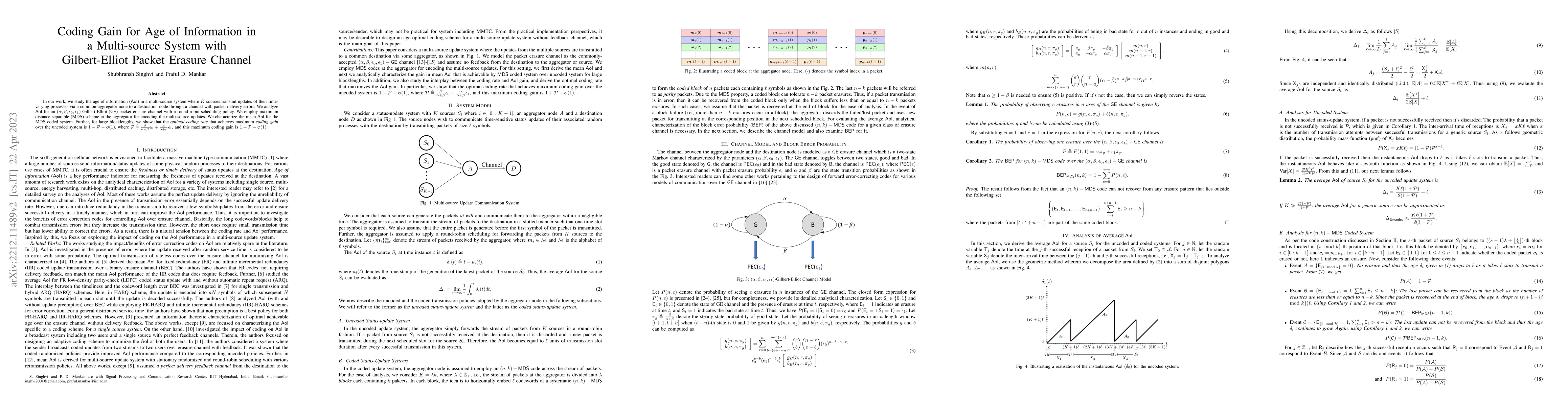 Thumbnail for Coding Gain for Age of Information in a Multi-source System with Erasure
  Channel