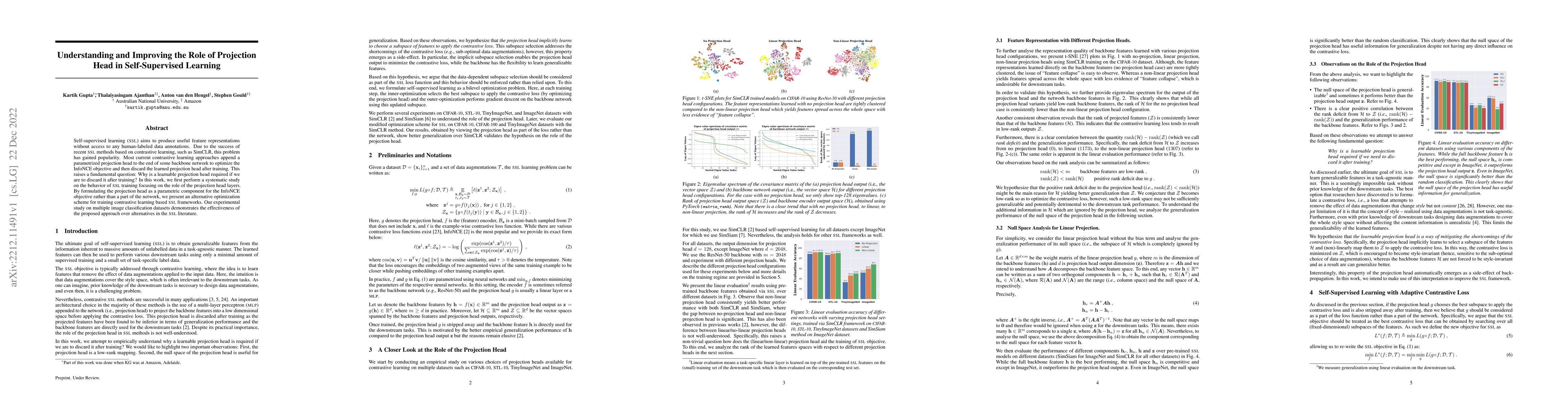 Thumbnail for Understanding and Improving the Role of Projection Head in
  Self-Supervised Learning