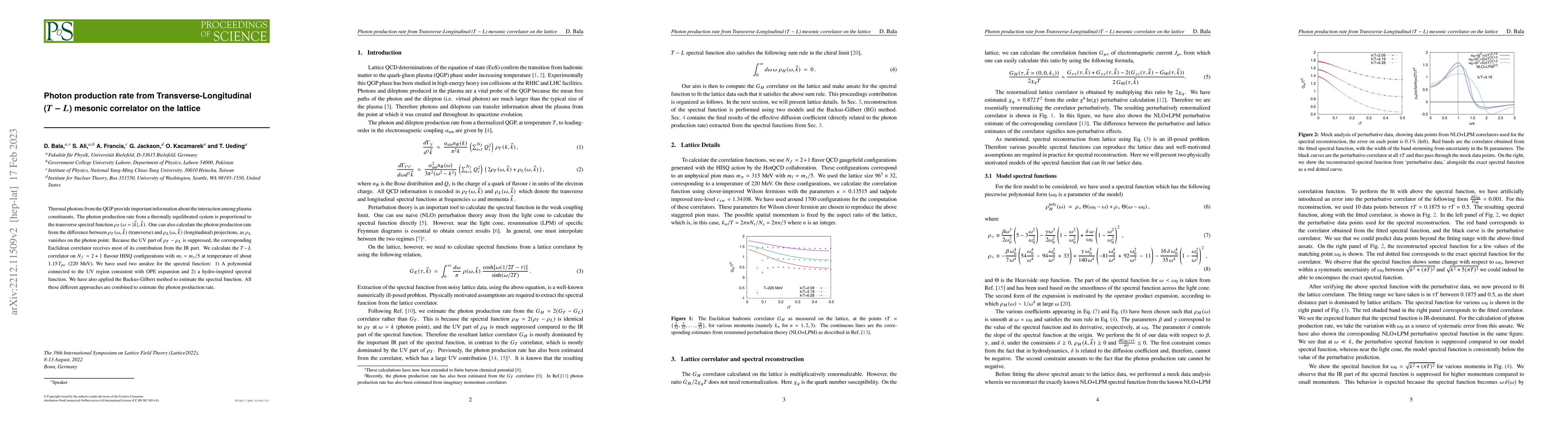 Thumbnail for Photon production rate from Transverse-Longitudinal ($T-L$) mesonic
  correlator on the lattice