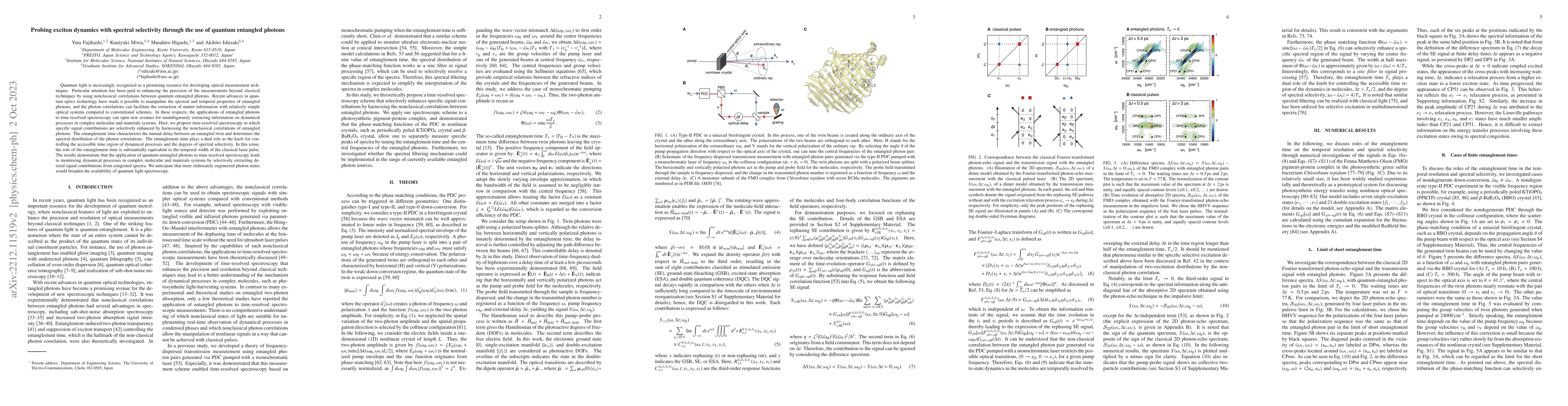 Thumbnail for Probing exciton dynamics with spectral selectivity through the use of
  quantum entangled photons