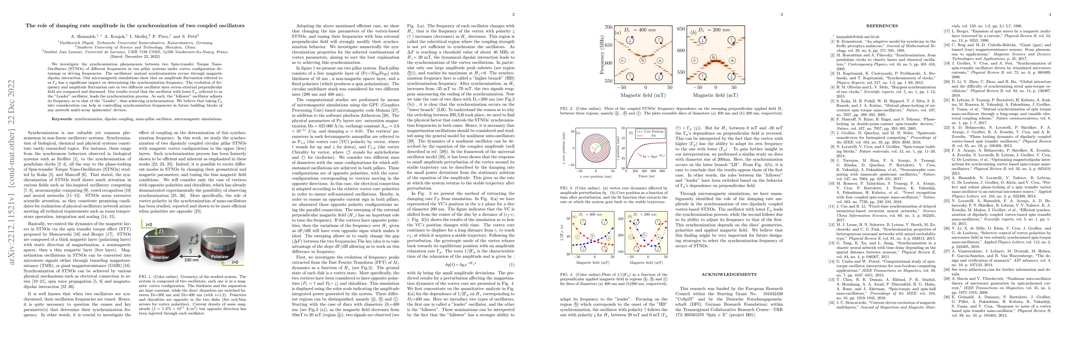 Thumbnail for The role of damping rate amplitude in the synchronization of two coupled
  oscillators