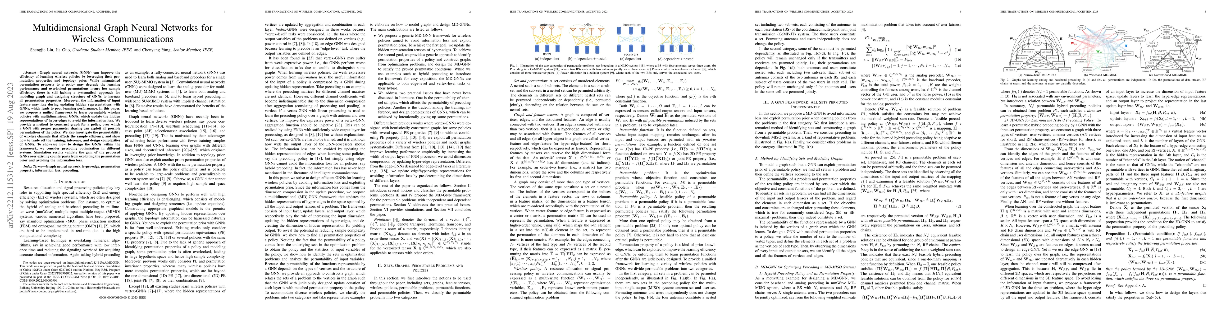 Thumbnail for Multidimensional Graph Neural Networks for Wireless Communications