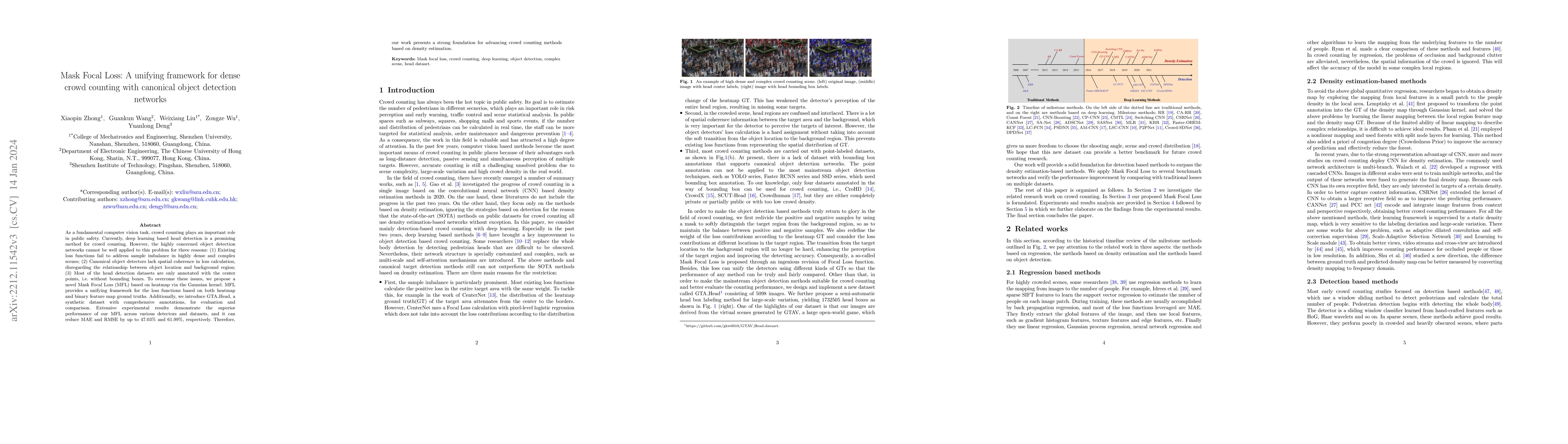 Thumbnail for Mask Focal Loss: A unifying framework for dense crowd counting with
  canonical object detection networks