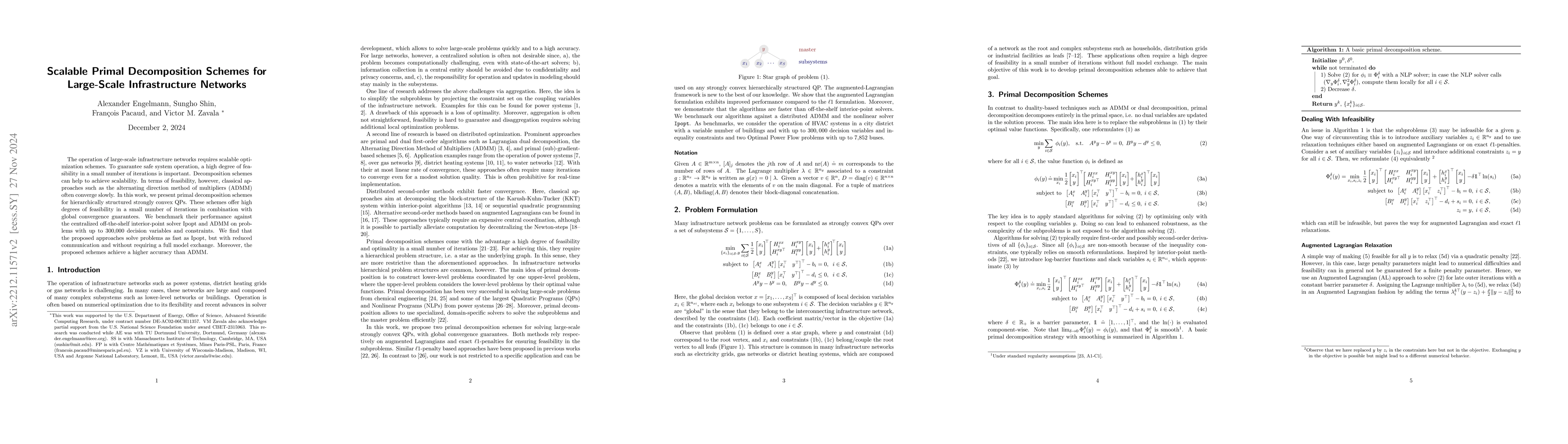 Thumbnail for Scalable Primal Decomposition Schemes for Large-Scale Infrastructure
  Networks