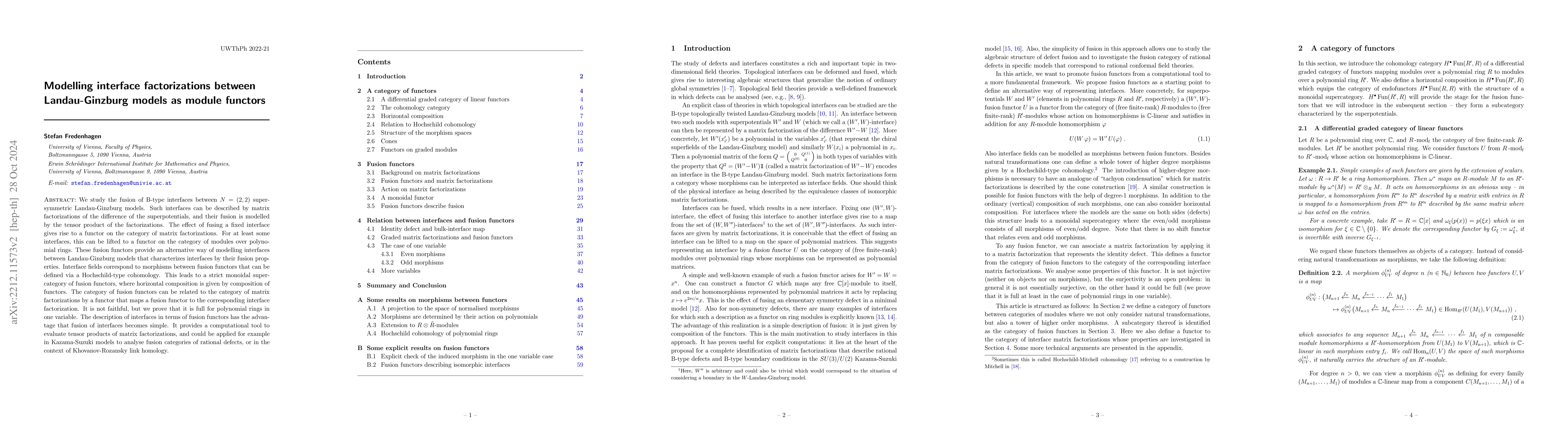 Thumbnail for Modelling interface factorizations between Landau-Ginzburg models as
  module functors