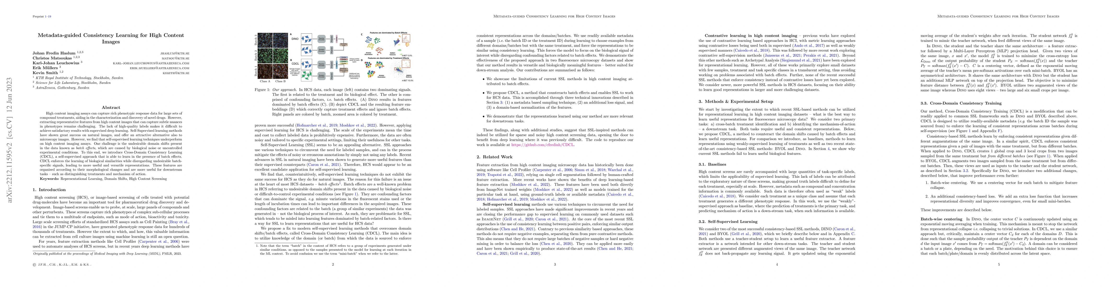 Thumbnail for Metadata-guided Consistency Learning for High Content Images