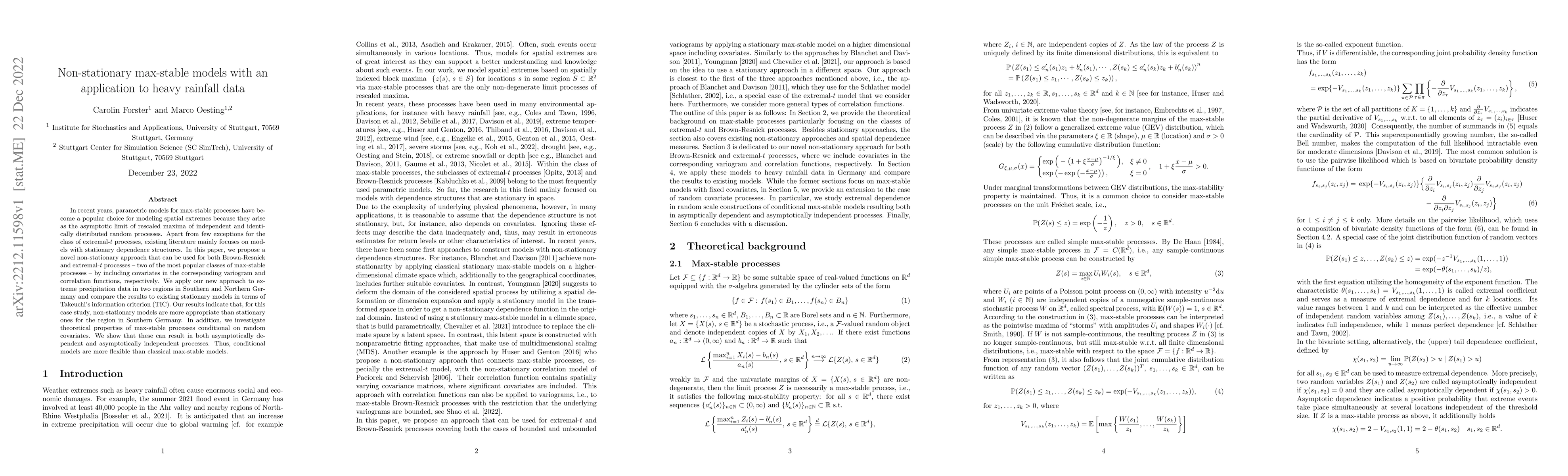 Thumbnail for Non-stationary max-stable models with an application to heavy rainfall
  data
