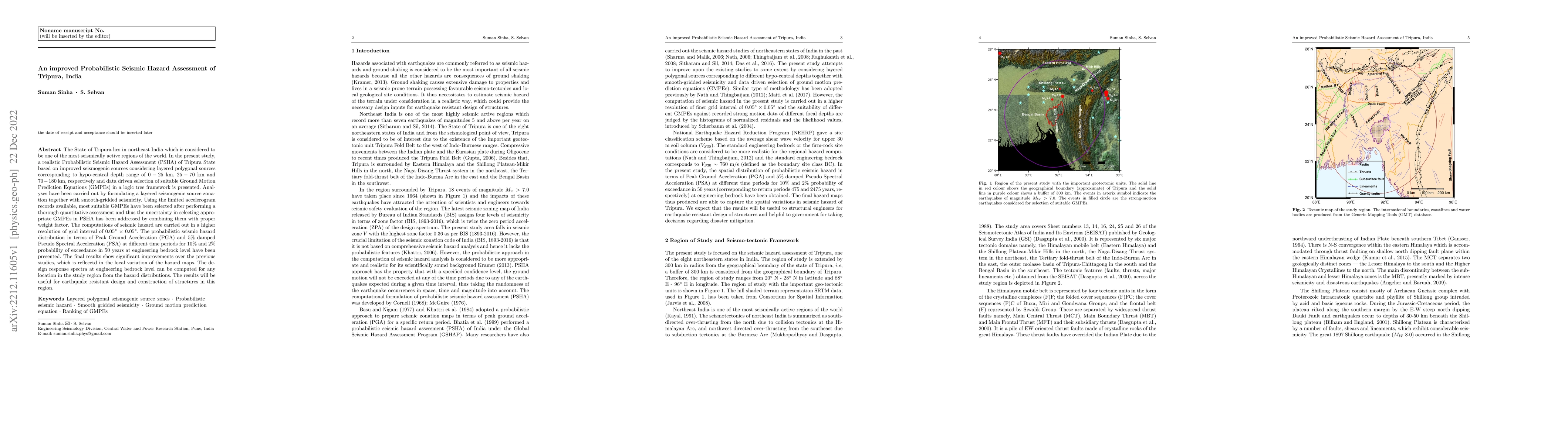 Thumbnail for An improved Probabilistic Seismic Hazard Assessment of Tripura, India