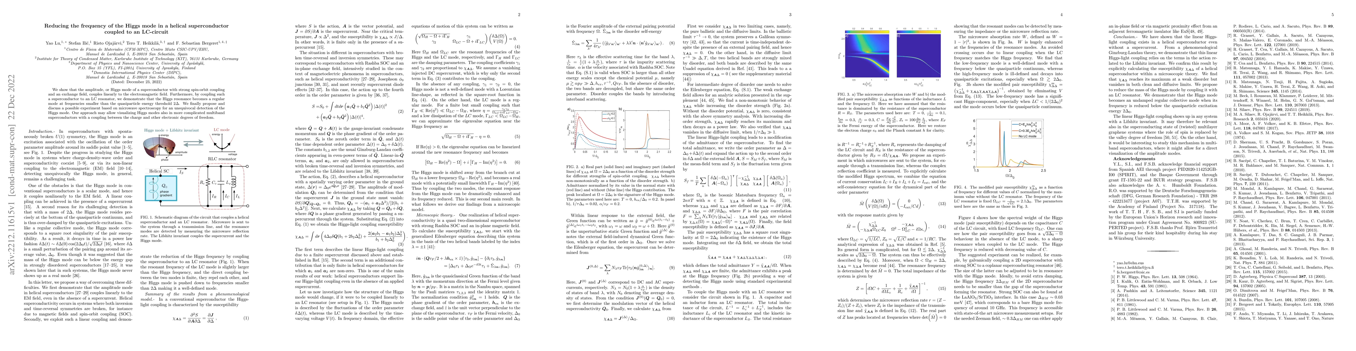 Thumbnail for Reducing the frequency of the Higgs mode in a helical superconductor
  coupled to an LC-circuit