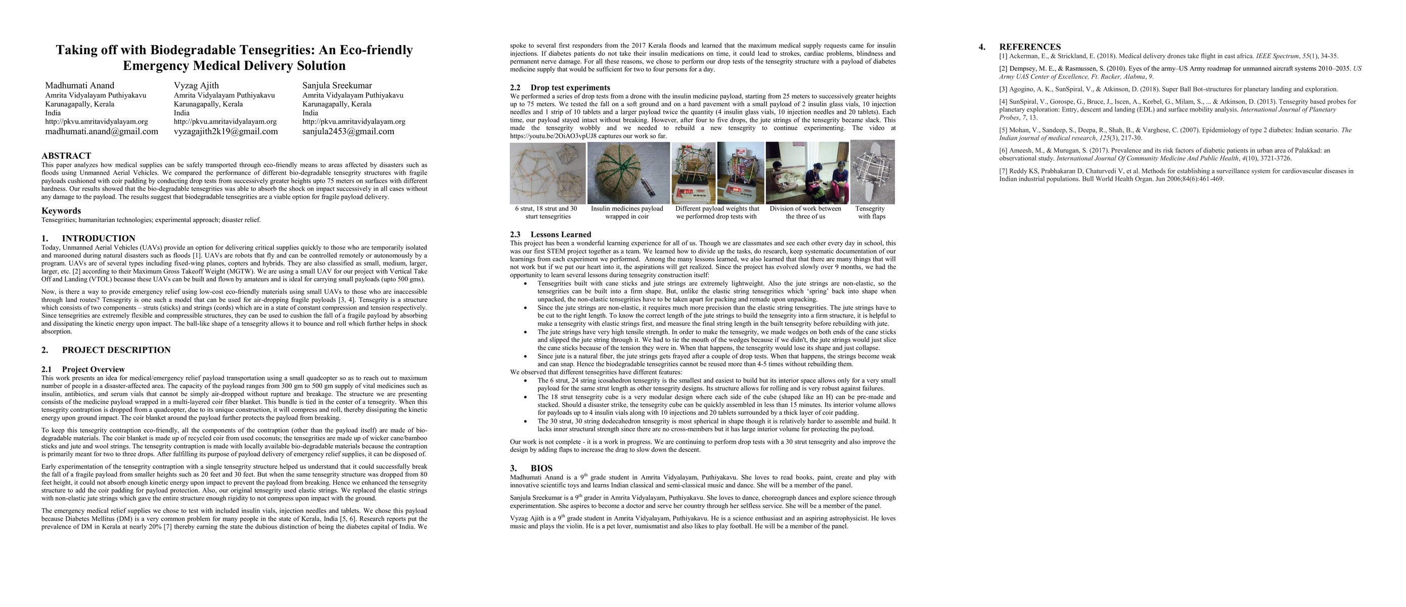 Thumbnail for Taking off with Biodegradable Tensegrities: An Eco-friendly Emergency
  Medical Delivery Solution