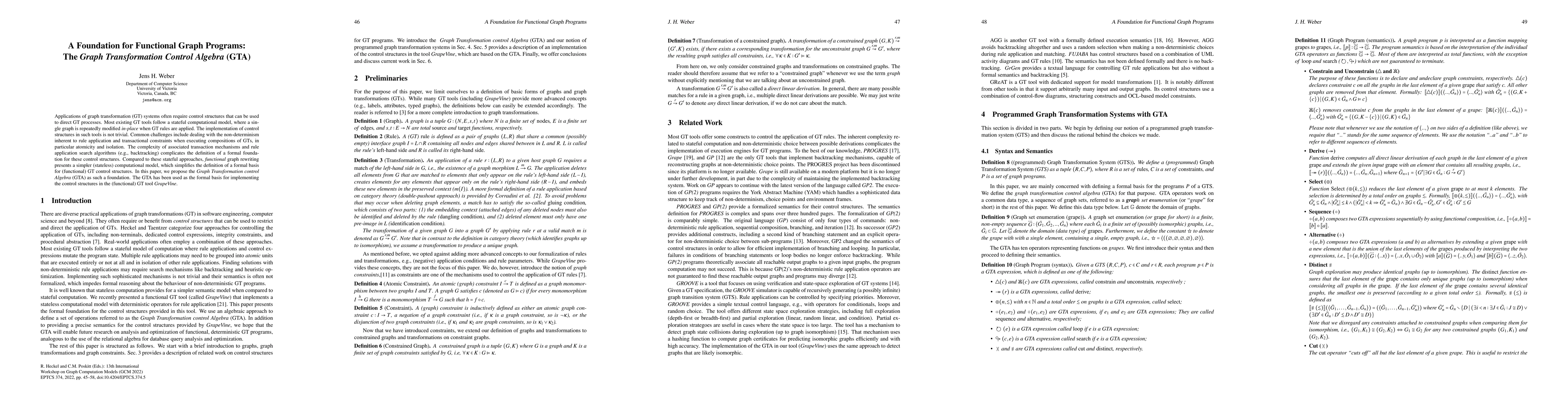 Thumbnail for A Foundation for Functional Graph Programs: The Graph Transformation
  Control Algebra (GTA)
