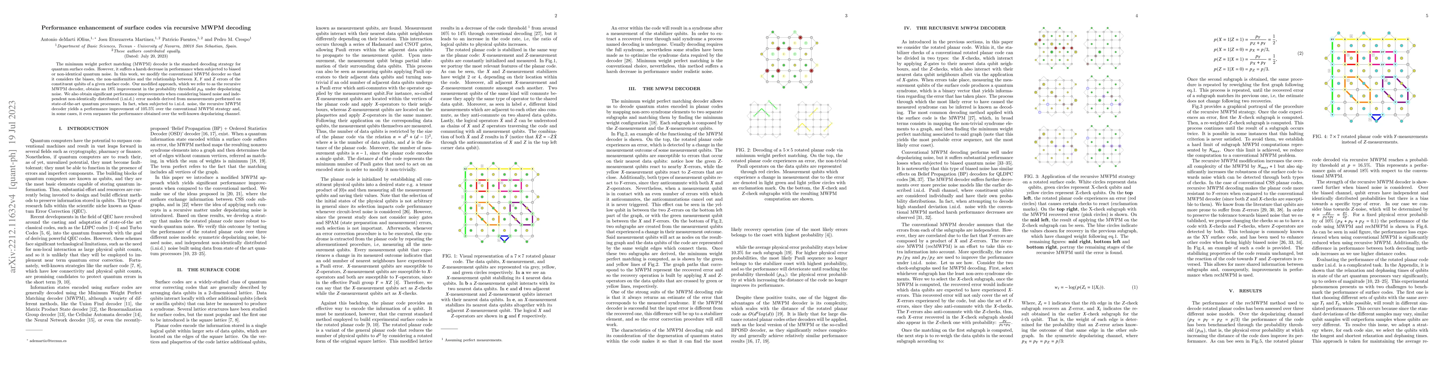 Thumbnail for Performance enhancement of surface codes via recursive MWPM decoding
