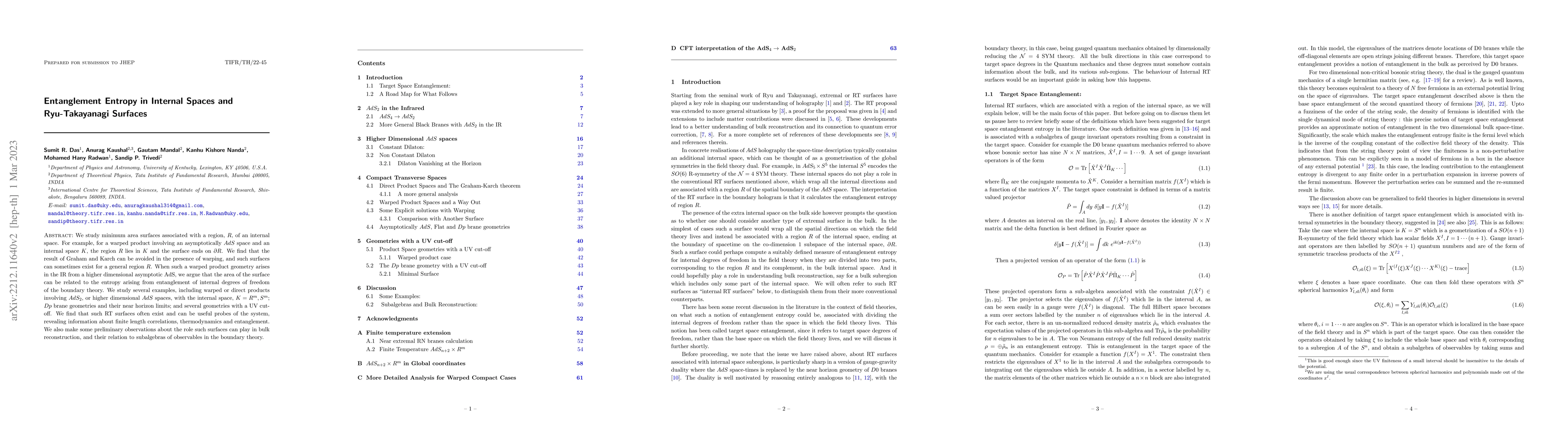 Thumbnail for Entanglement Entropy in Internal Spaces and Ryu-Takayanagi Surfaces