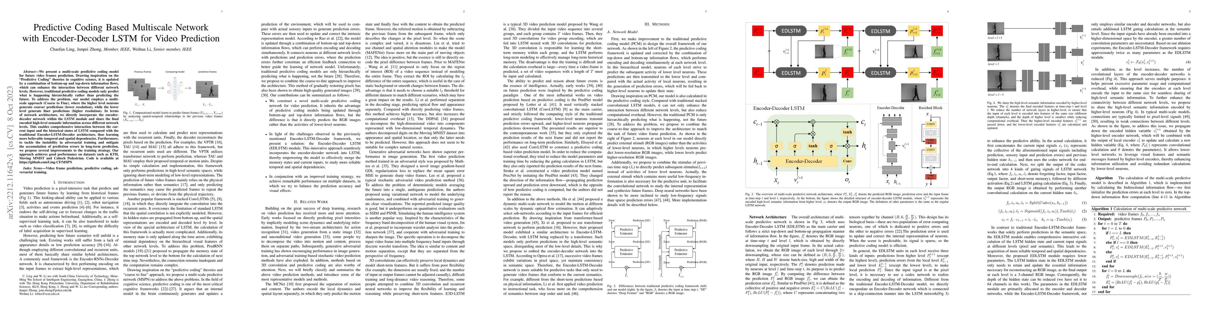 Thumbnail for Predictive Coding Based Multiscale Network with Encoder-Decoder LSTM for
  Video Prediction