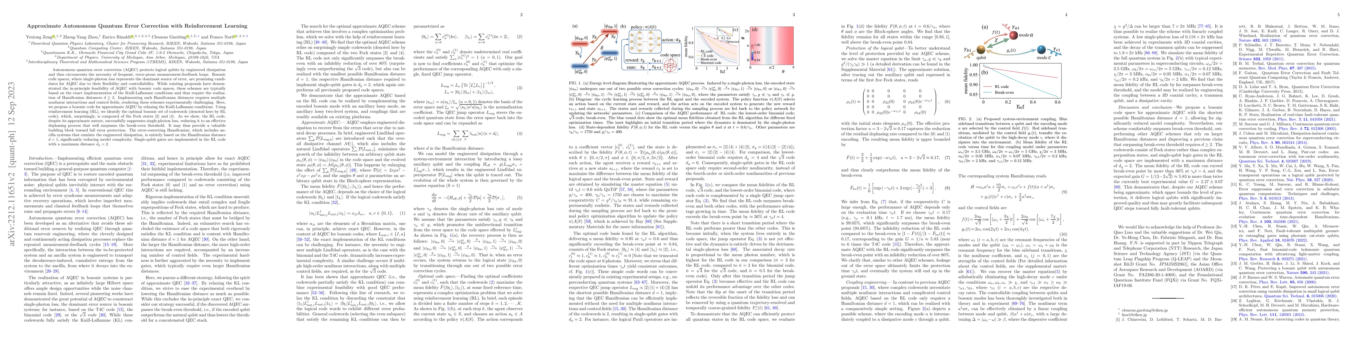 Thumbnail for Approximate Autonomous Quantum Error Correction with Reinforcement
  Learning