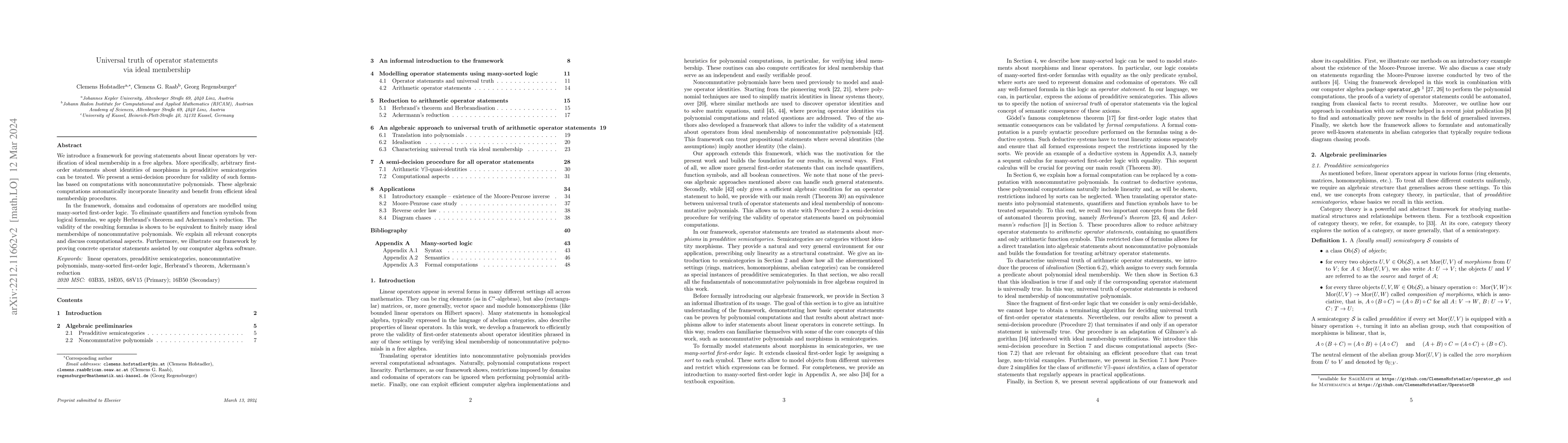 Thumbnail for Universal truth of operator statements via ideal membership