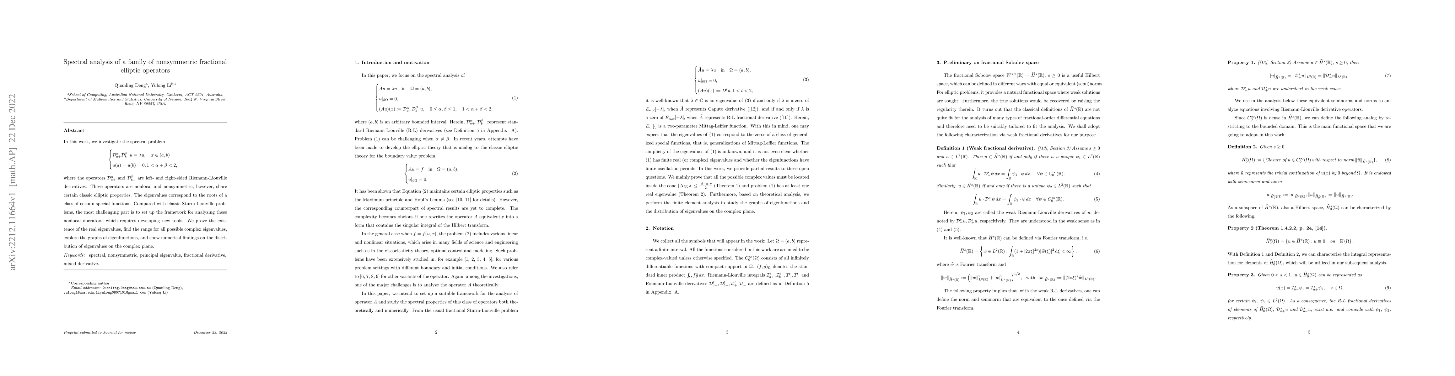 Thumbnail for Spectral analysis of a family of nonsymmetric fractional elliptic
  operators