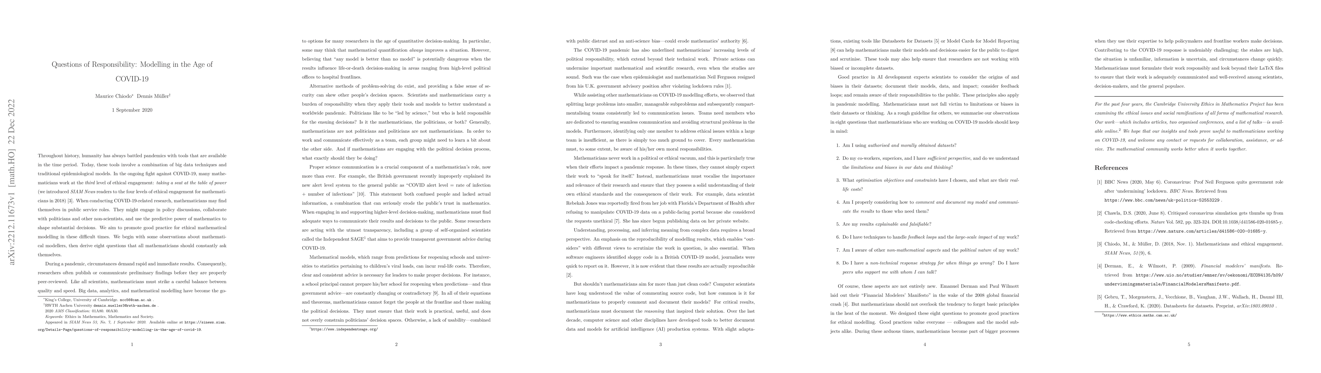 Thumbnail for Questions of Responsibility: Modelling in the Age of COVID-19