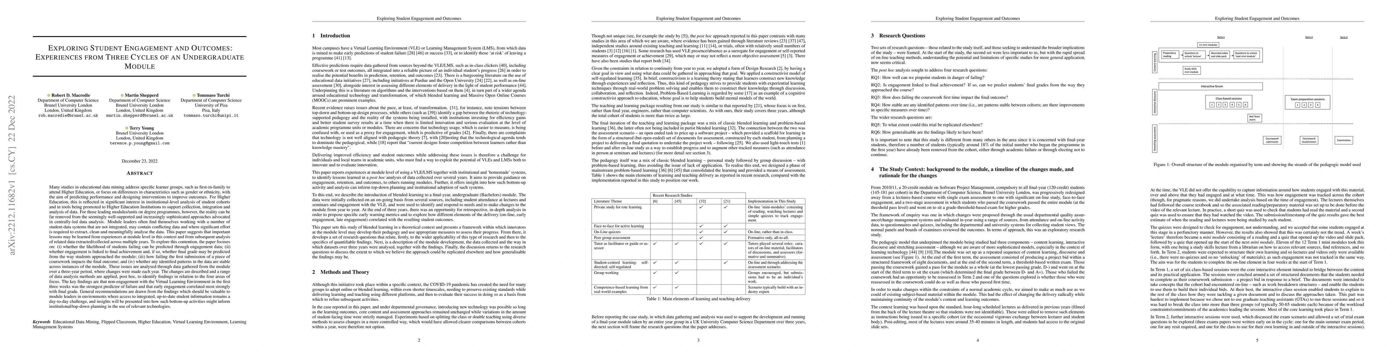 Thumbnail for Exploring Student Engagement and Outcomes: Experiences from Three Cycles
  of an Undergraduate Module