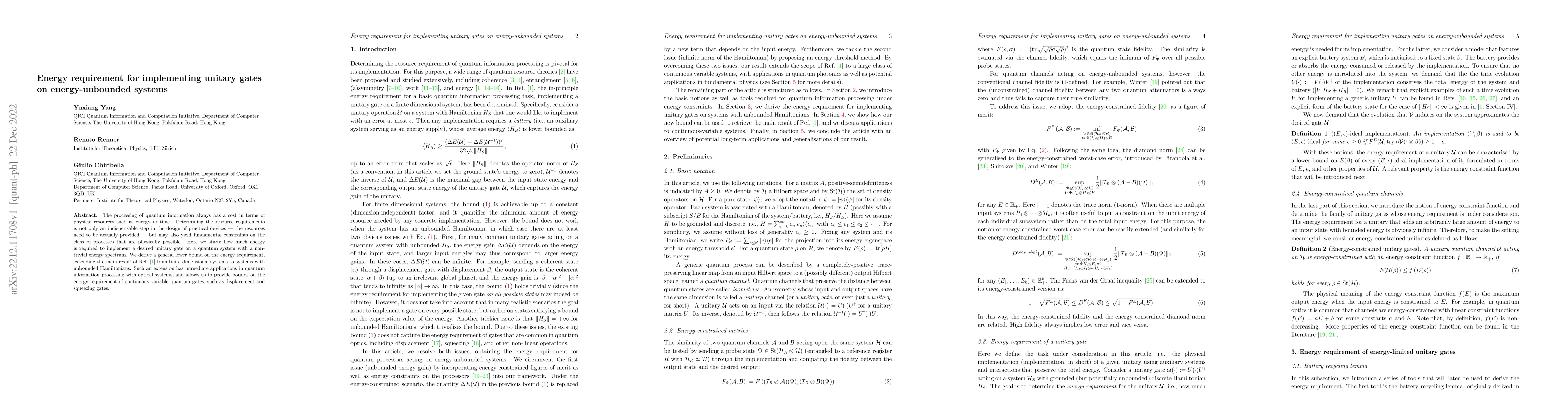 Thumbnail for Energy requirement for implementing unitary gates on energy-unbounded
  systems