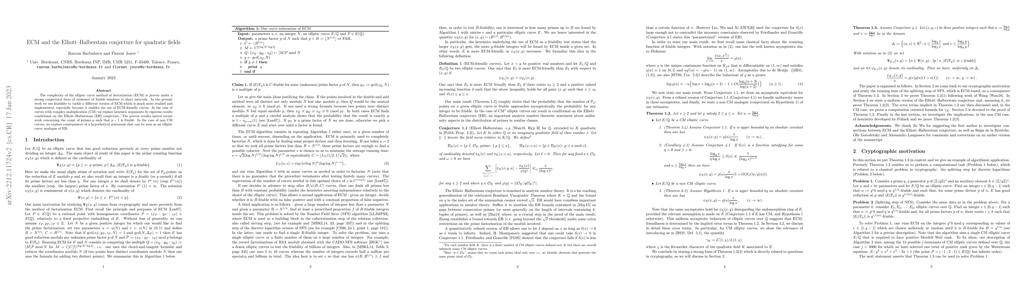 Thumbnail for ECM And The Elliott-Halberstam Conjecture For Quadratic Fields