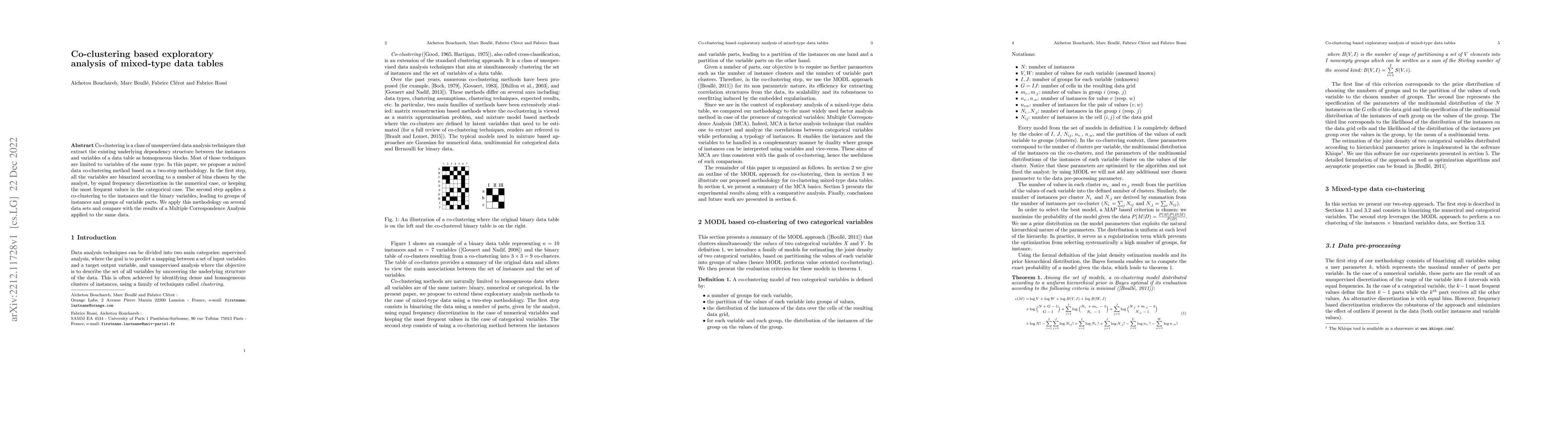Thumbnail for Co-clustering based exploratory analysis of mixed-type data tables