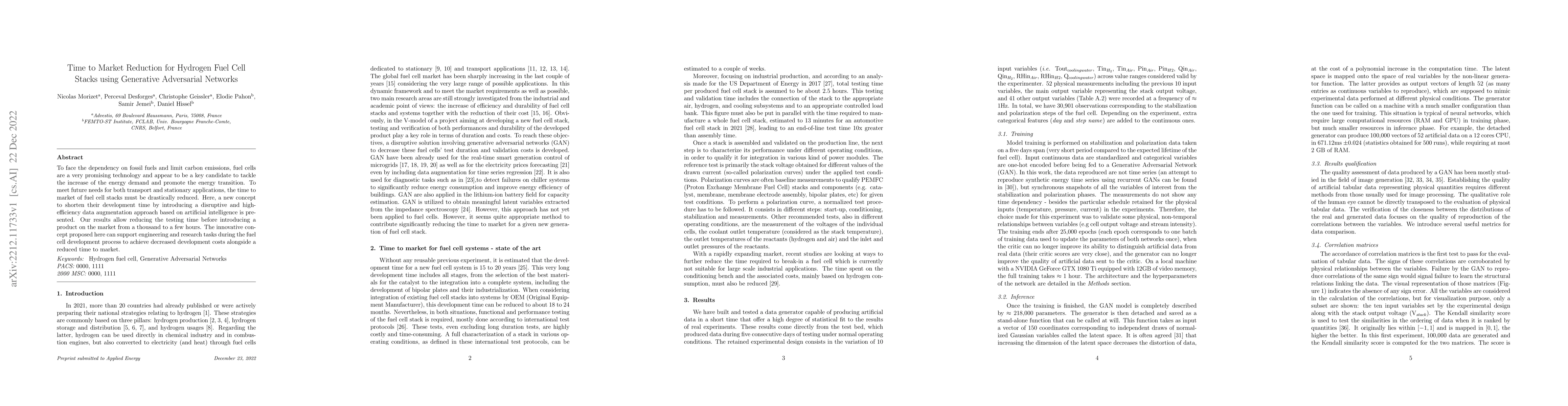 Thumbnail for Time to Market Reduction for Hydrogen Fuel Cell Stacks using Generative
  Adversarial Networks