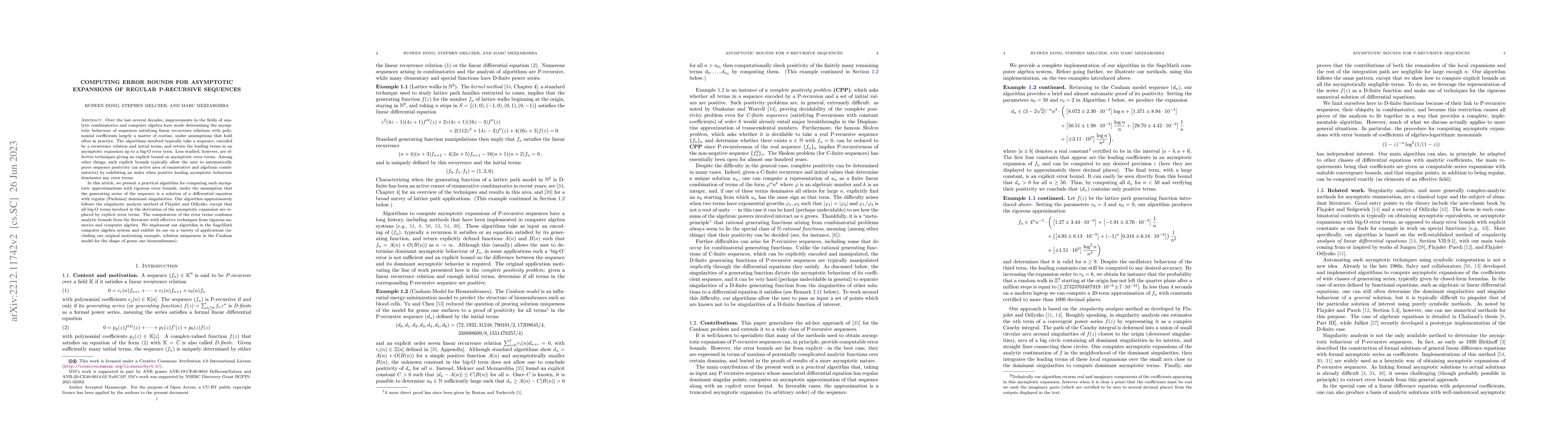 Thumbnail for Computing error bounds for asymptotic expansions of regular P-recursive
  sequences