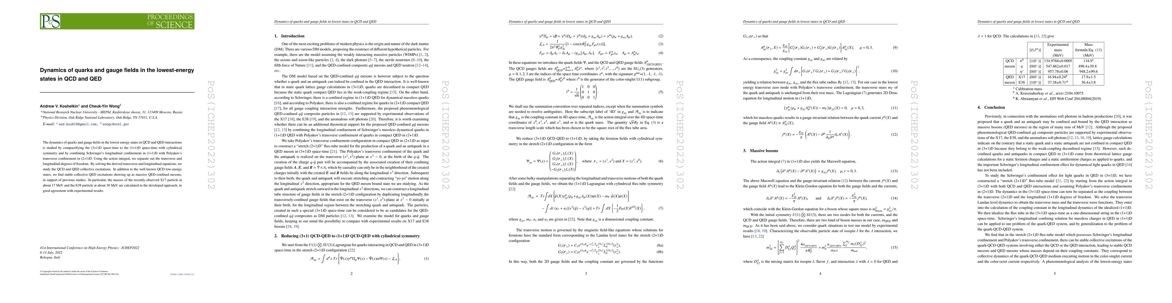 Thumbnail for Dynamics of quarks and gauge fields in the lowest-energy states in QCD
  and QED