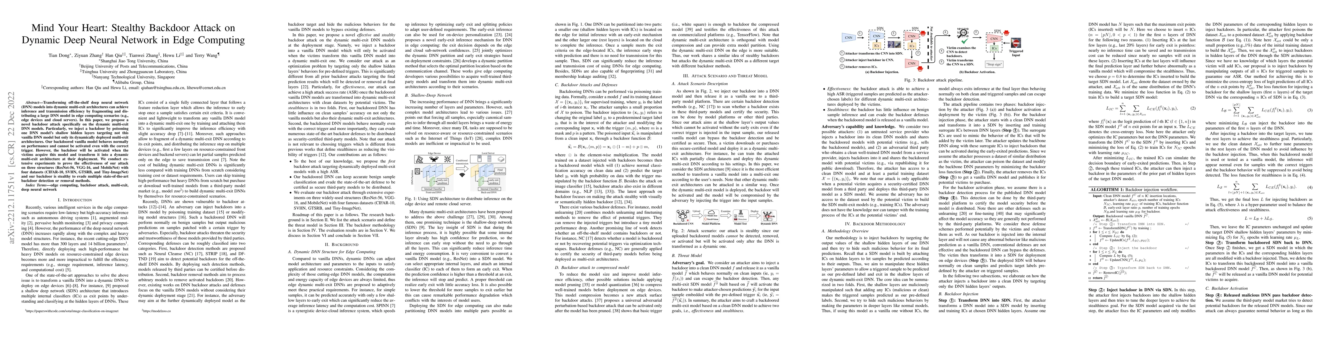 Thumbnail for Mind Your Heart: Stealthy Backdoor Attack on Dynamic Deep Neural Network
  in Edge Computing