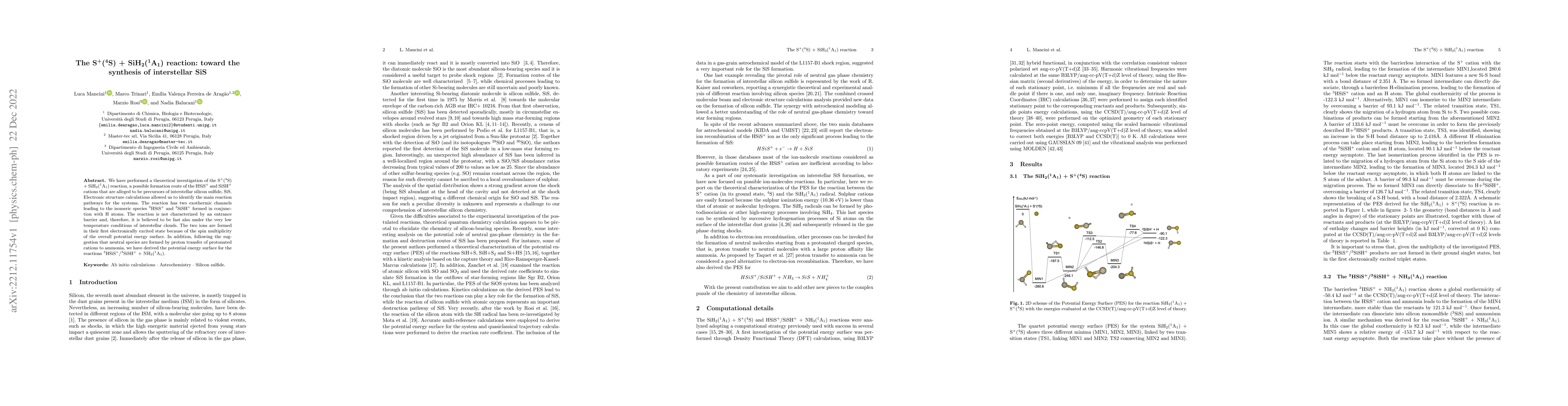Thumbnail for The S$^+$($^4$S) + SiH$_{2}$($^1$A$_1$) Reaction: Toward the Synthesis
  of Interstellar SiS