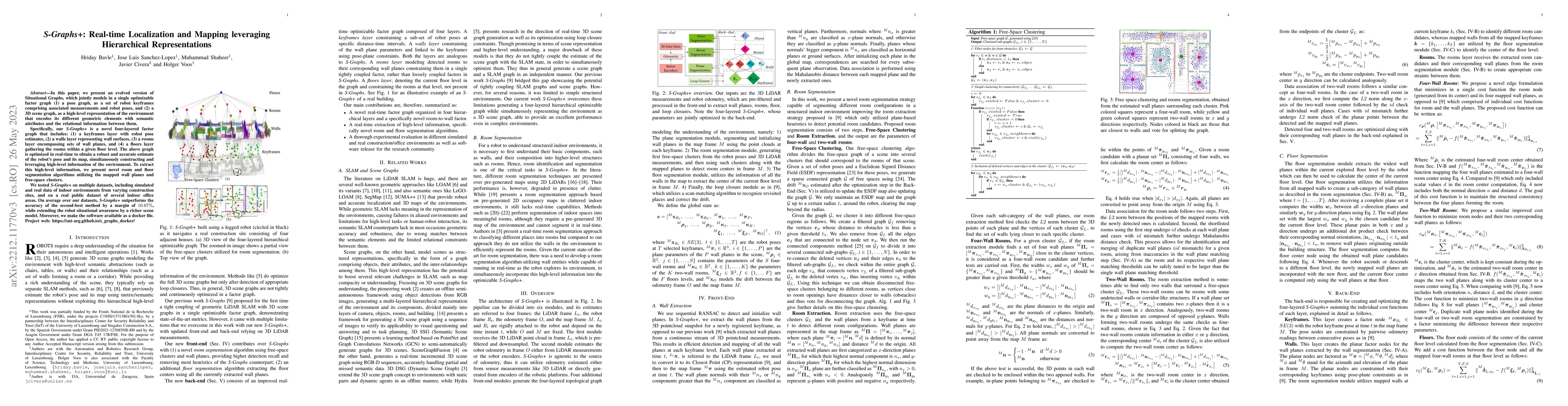 Thumbnail for S-Graphs+: Real-time Localization and Mapping leveraging Hierarchical
  Representations