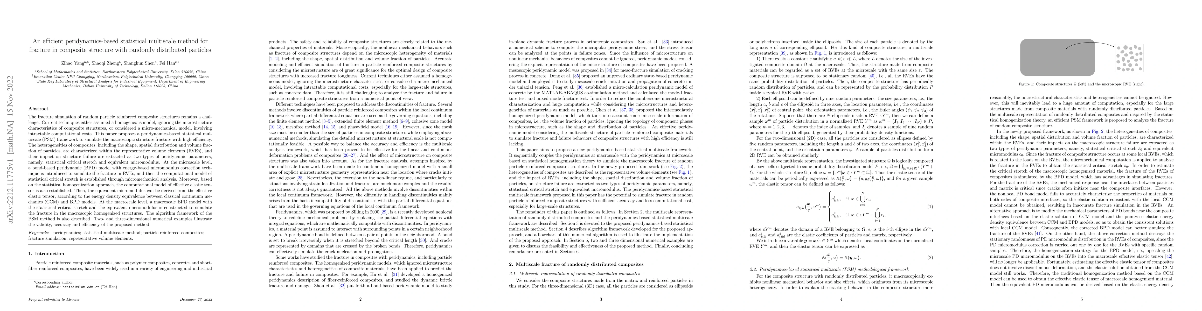 Thumbnail for An efficient peridynamics-based statistical multiscale method for
  fracture in composite structure with randomly distributed particles