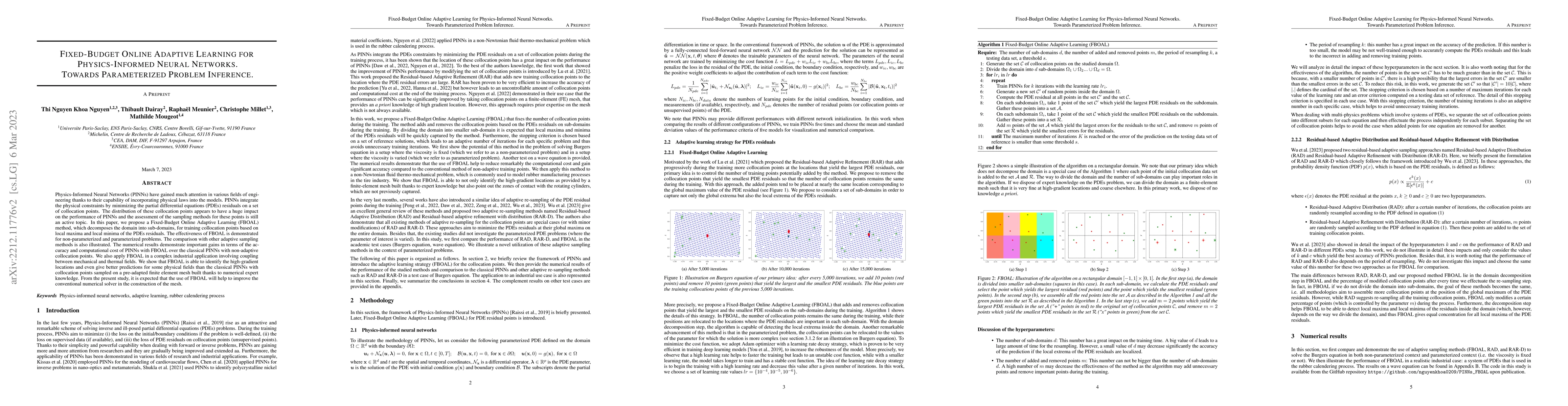 Thumbnail for Fixed-budget online adaptive learning for physics-informed neural
  networks. Towards parameterized problem inference