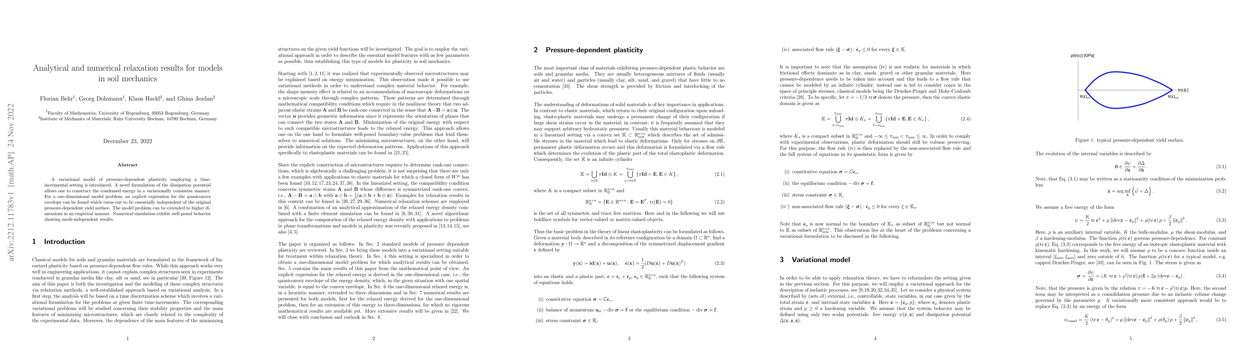 Thumbnail for Analytical and numerical relaxation results for models in soil mechanics