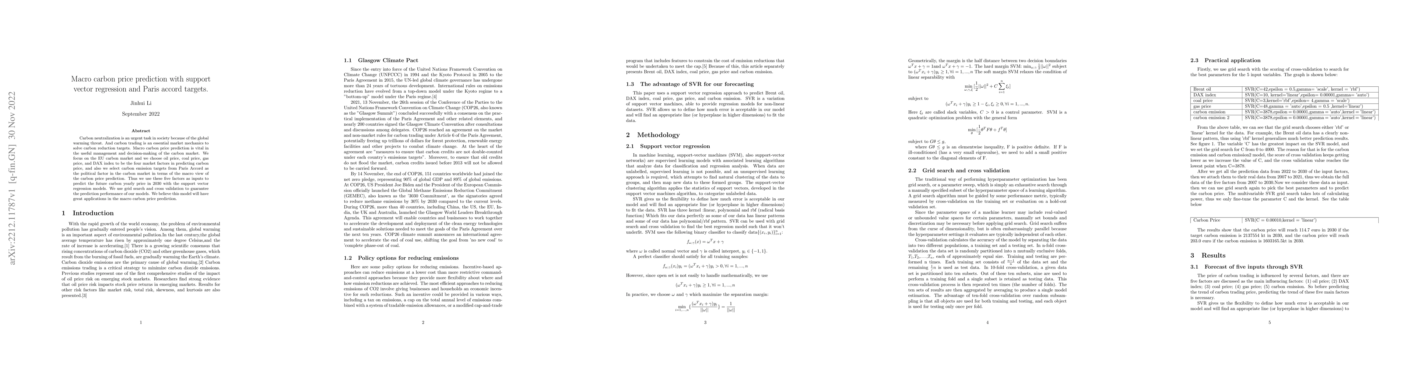 Thumbnail for Macro carbon price prediction with support vector regression and Paris
  accord targets