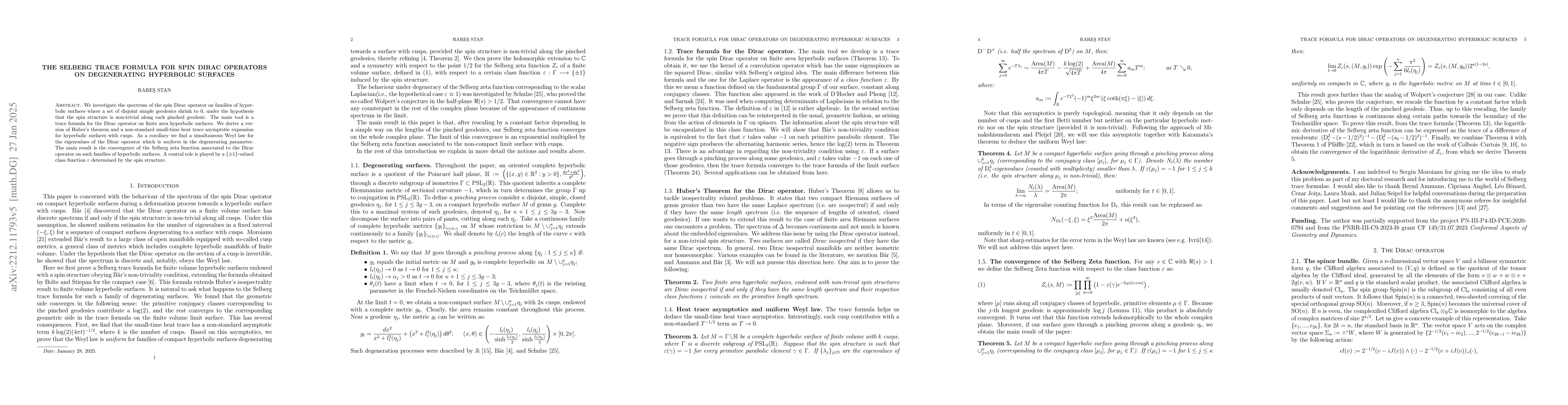 Thumbnail for The Selberg trace formula for spin Dirac operators on degenerating
  hyperbolic surfaces