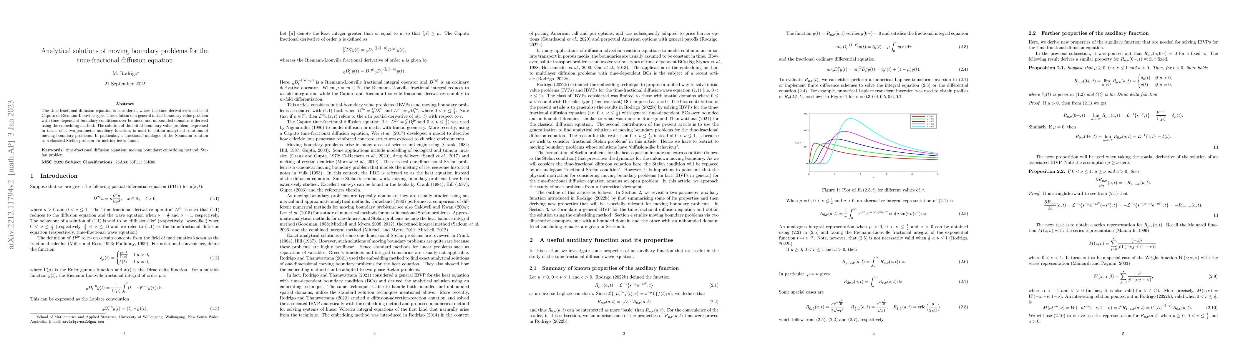 Thumbnail for Analytical solutions of moving boundary problems for the time-fractional
  diffusion equation