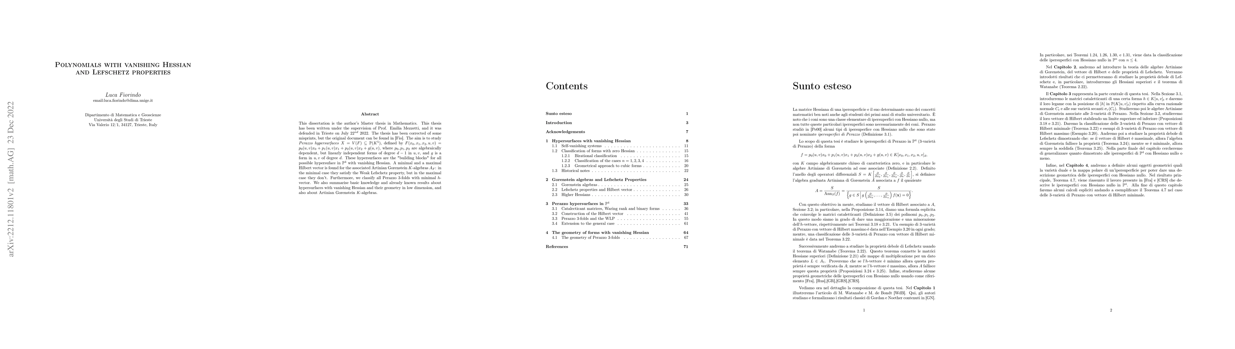 Thumbnail for Polynomials with vanishing Hessian and Lefschetz properties