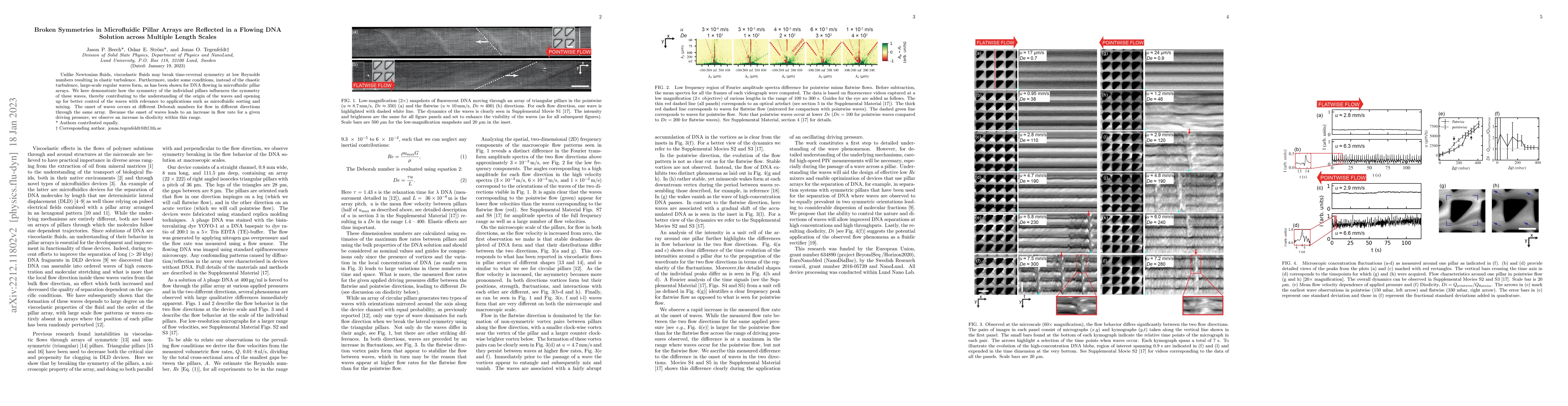 Thumbnail for Broken Symmetries in Microfluidic Pillar Arrays are Reflected in a
  Flowing DNA Solution across Multiple Length Scales