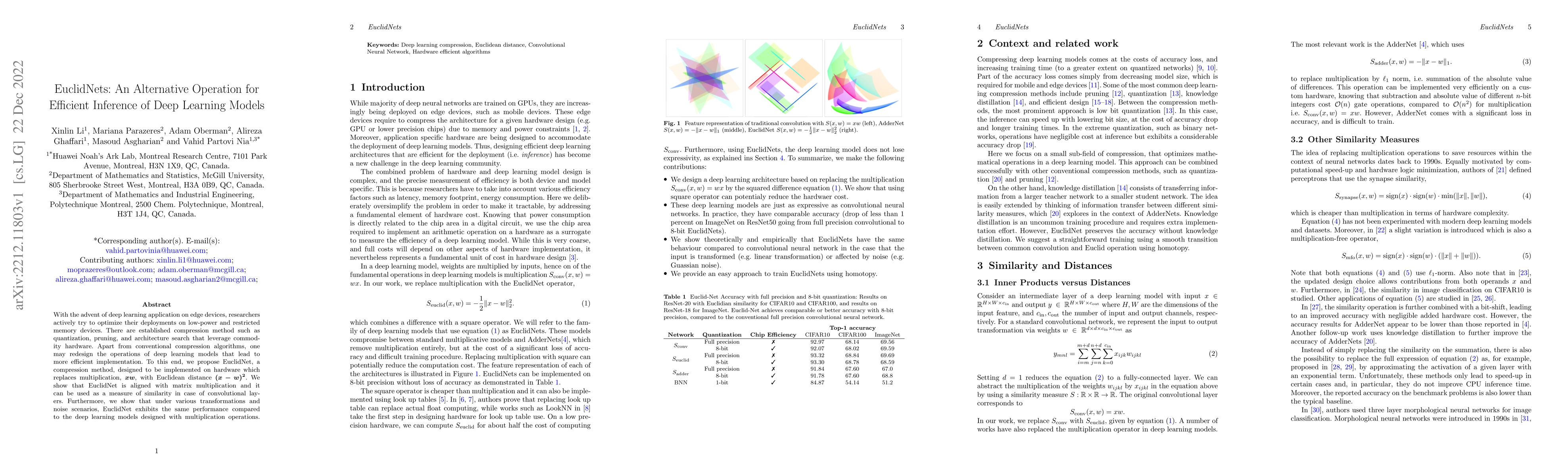 Thumbnail for EuclidNets: An Alternative Operation for Efficient Inference of Deep
  Learning Models