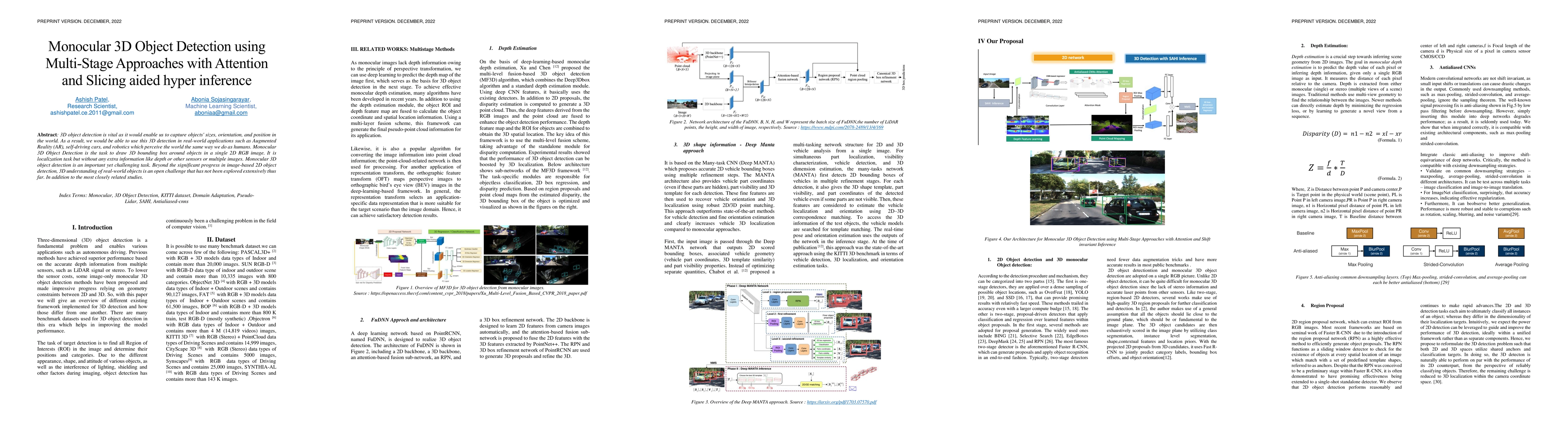 Thumbnail for Monocular 3D Object Detection using Multi-Stage Approaches with
  Attention and Slicing aided hyper inference