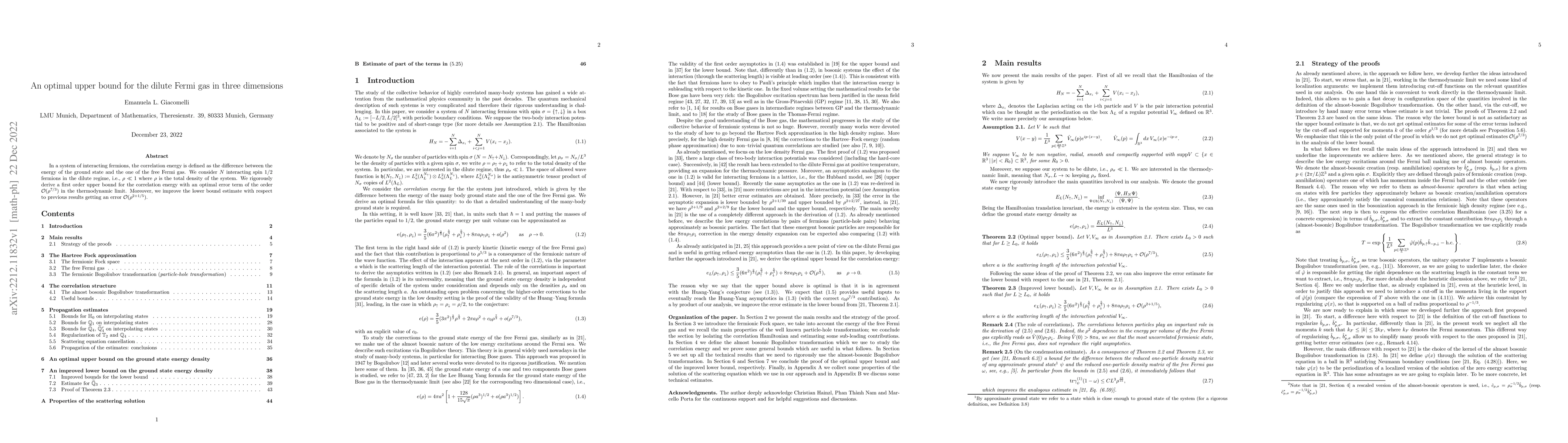 Thumbnail for An optimal upper bound for the dilute Fermi gas in three dimensions